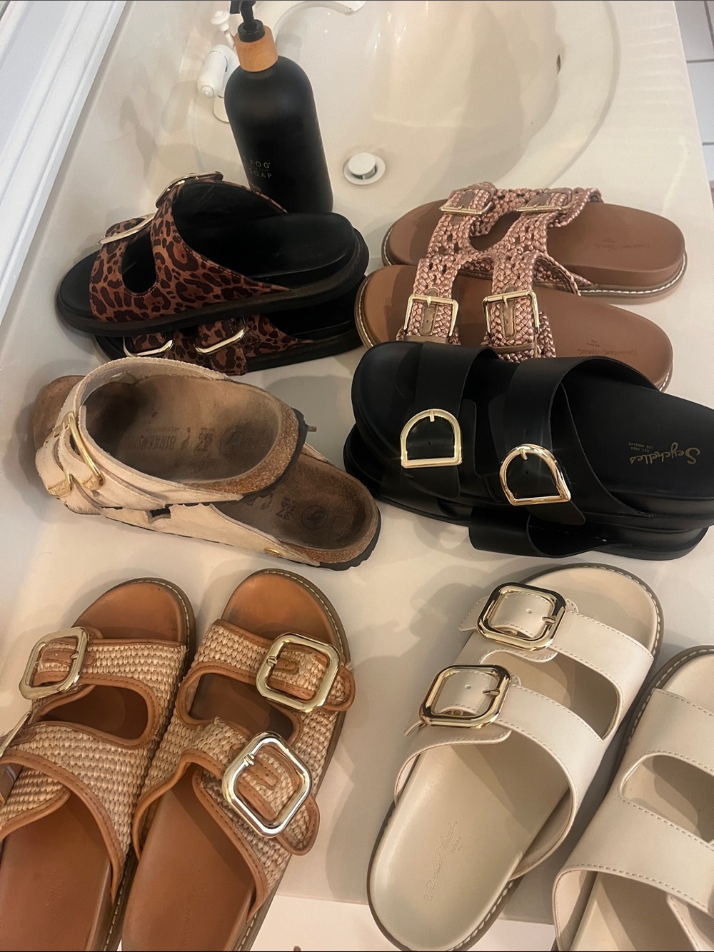 Mixed Women’s Slide Sandal Lot — Neutrals, Black & Leopard